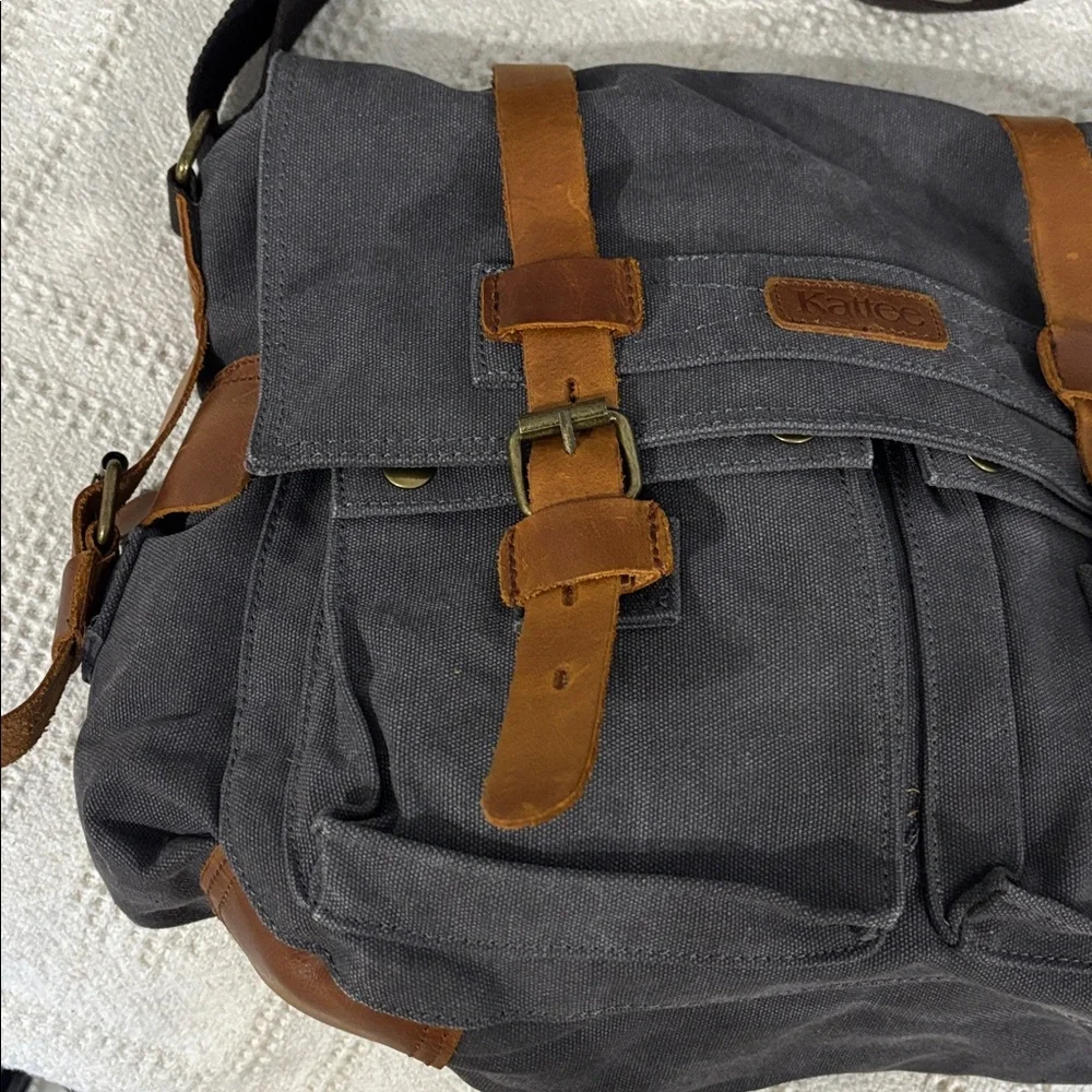 Kattee Leather Canvas Camera Bags for Men Vintage DSLR SLR Messenger Shoulder...